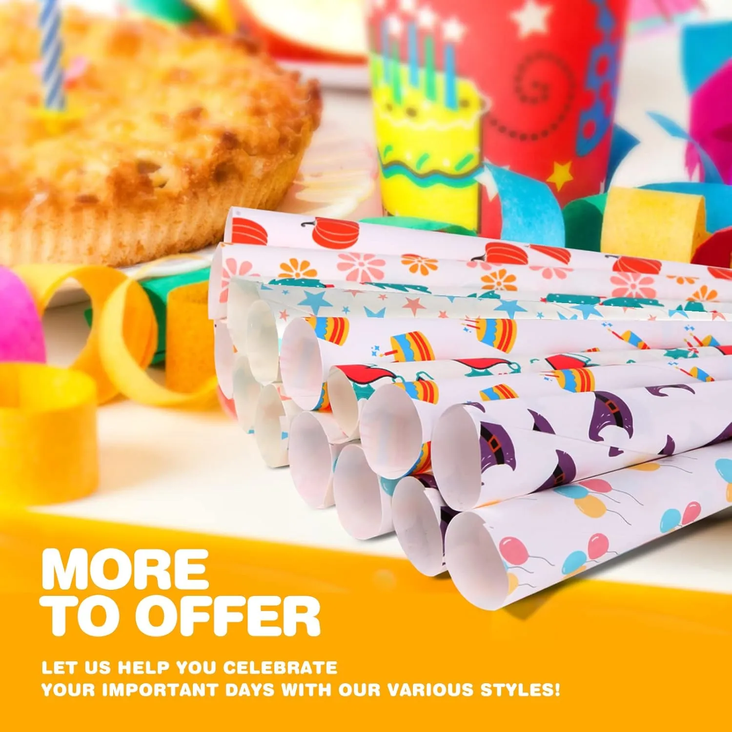 Premium Cotton Candy Cones 100 Pack Carnival Theme - Candy Park Multicolor Cotton Candy Sticks for Cotton Candy Machines - Celebrations & Party Supplies