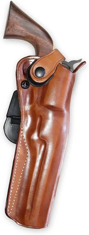 Premium Leather Paddle Holster OWB with Retention Strap, Fits Pietta 1851, 36/44 Caliber Colt Navy Black Powder Revolver 7.5" BBL, R/H Draw, Brown Color #1587#