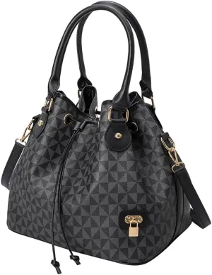 Printed Pattern Shoulder Bags for Women, Large Roomy Drawstring Handbag, Trendy Top Handle Satchel Hobo Purse