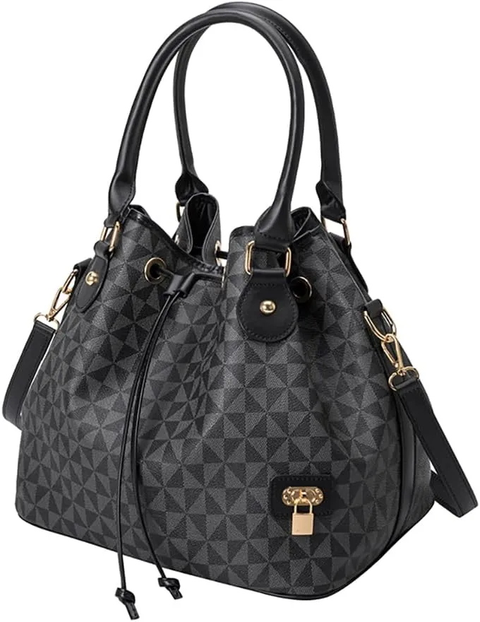 Printed Pattern Shoulder Bags for Women, Large Roomy Drawstring Handbag, Trendy Top Handle Satchel Hobo Purse