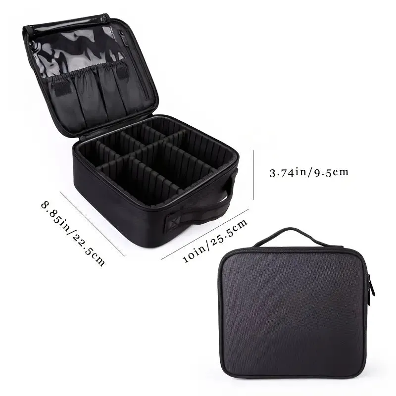 Professional Travel Makeup Bag, Portable Cosmetic Bag With Adjustable Dividers, Makeup Suitcase For Women