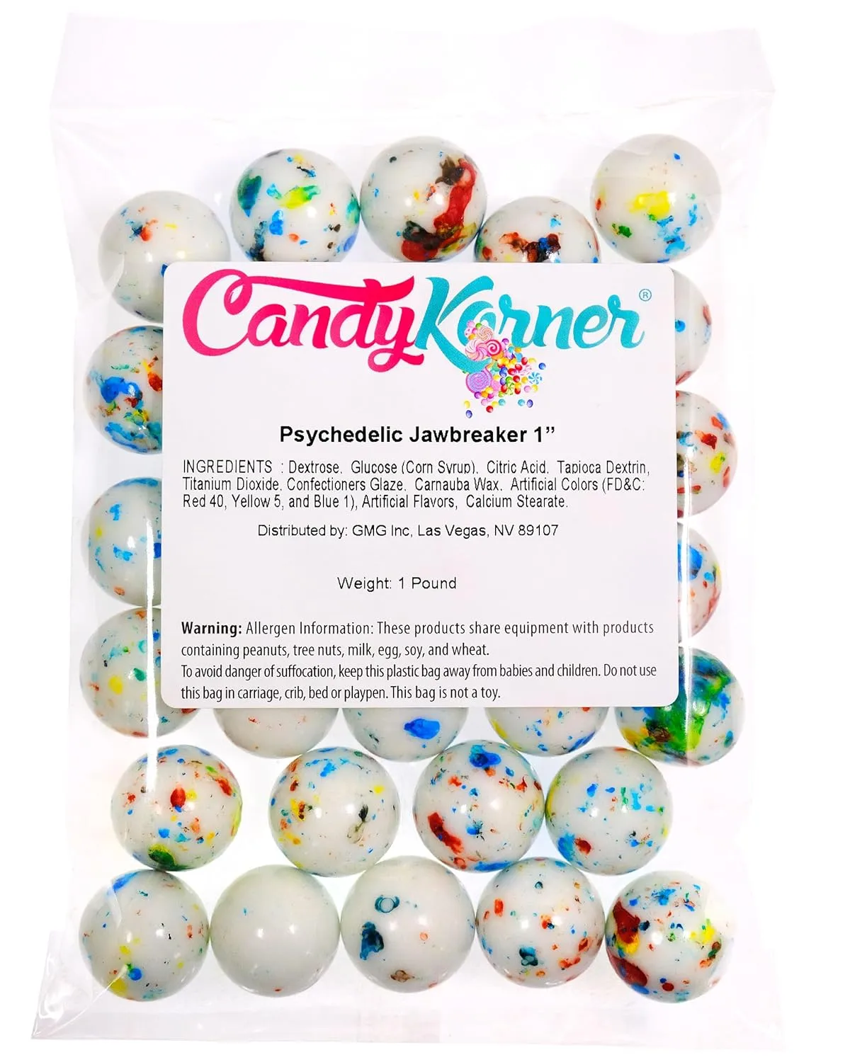 Psychedelic Jawbreakers - 1" - 1 Pound (16 Ounces) - By CandyKorner