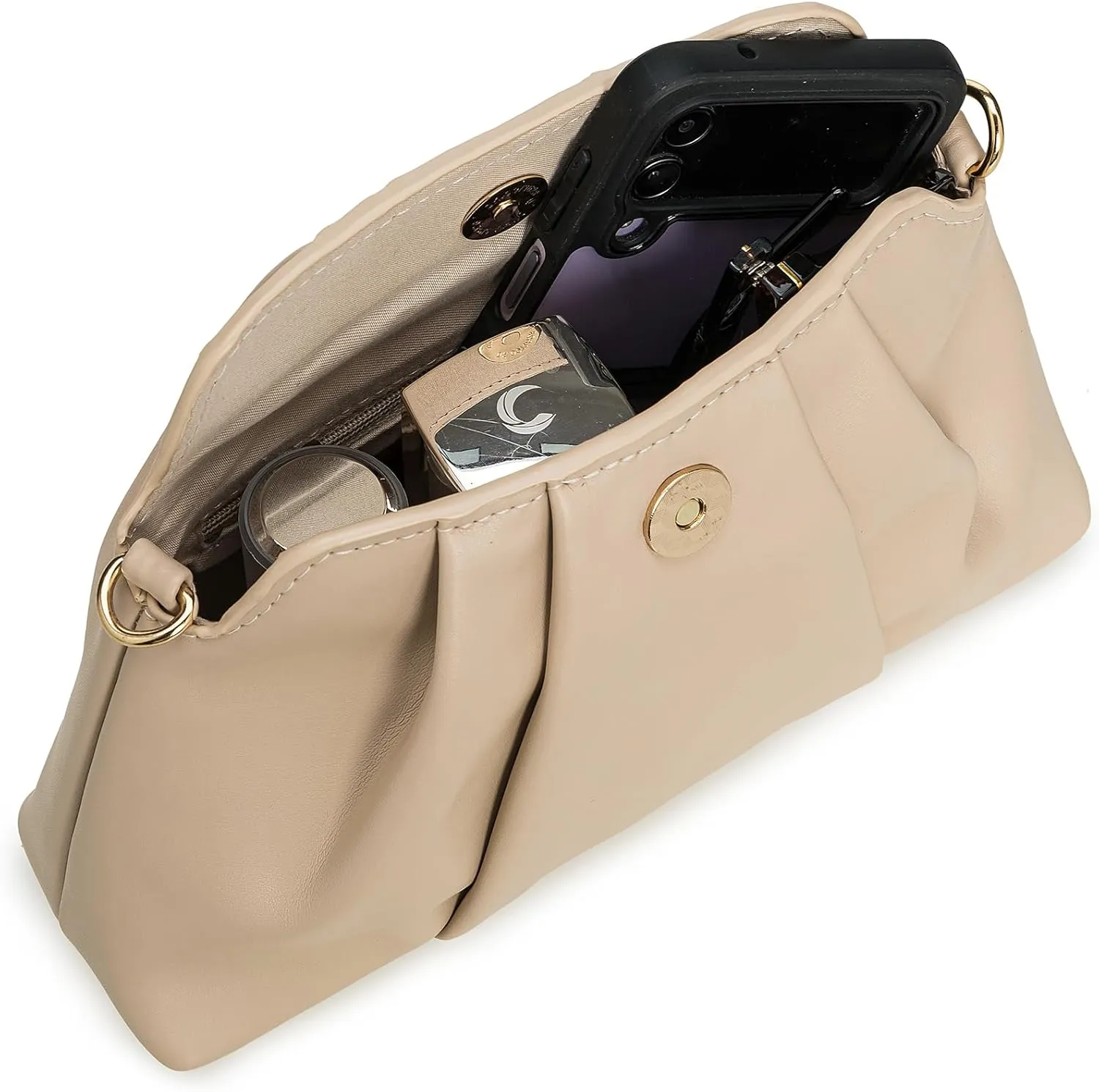 PU Clutch Handbag for Women Evening Bag Formal Dressy Purse with Pearl Strap
