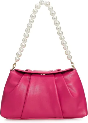 PU Clutch Handbag for Women Evening Bag Formal Dressy Purse with Pearl Strap