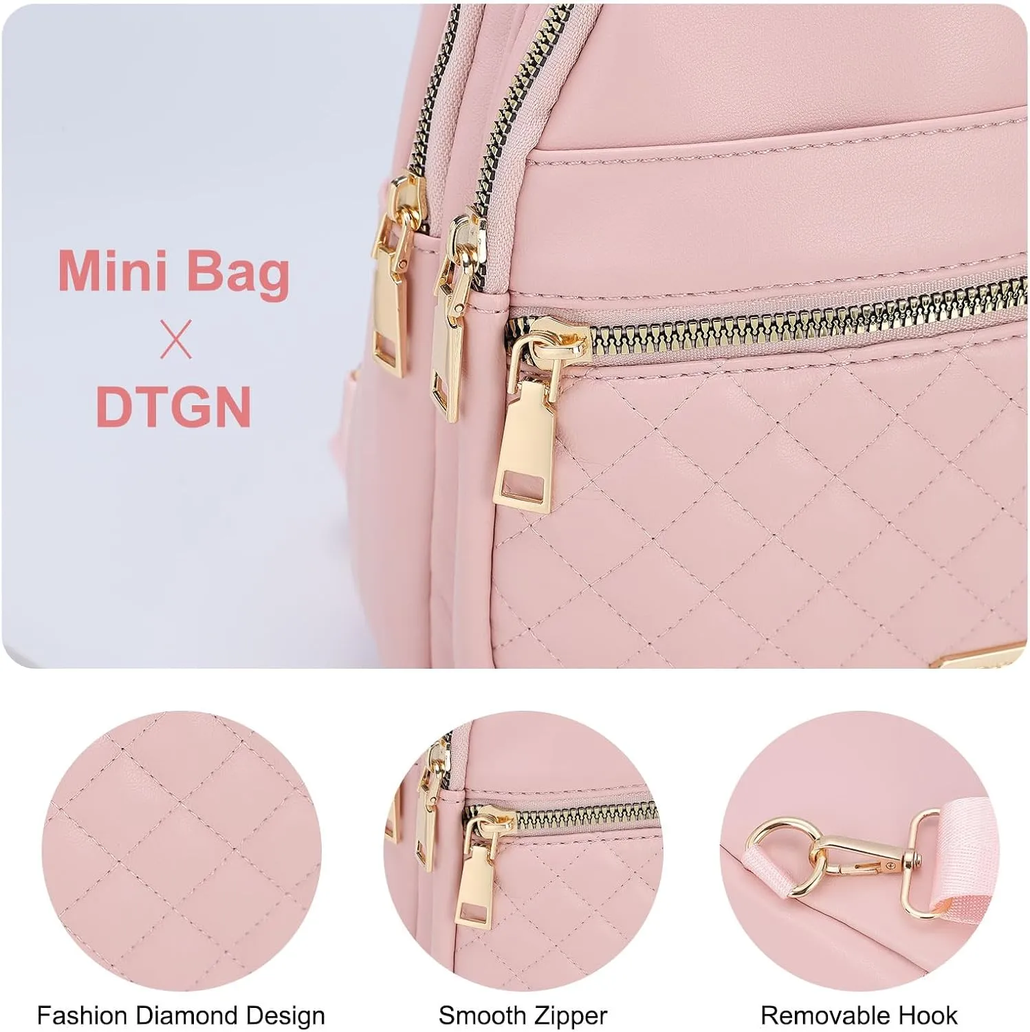 PU Leather Small Sling Bag Mini Crossbody Backpack Daypack - 7.9" Good for Hiking Travel Running Cycling Sports - Pink