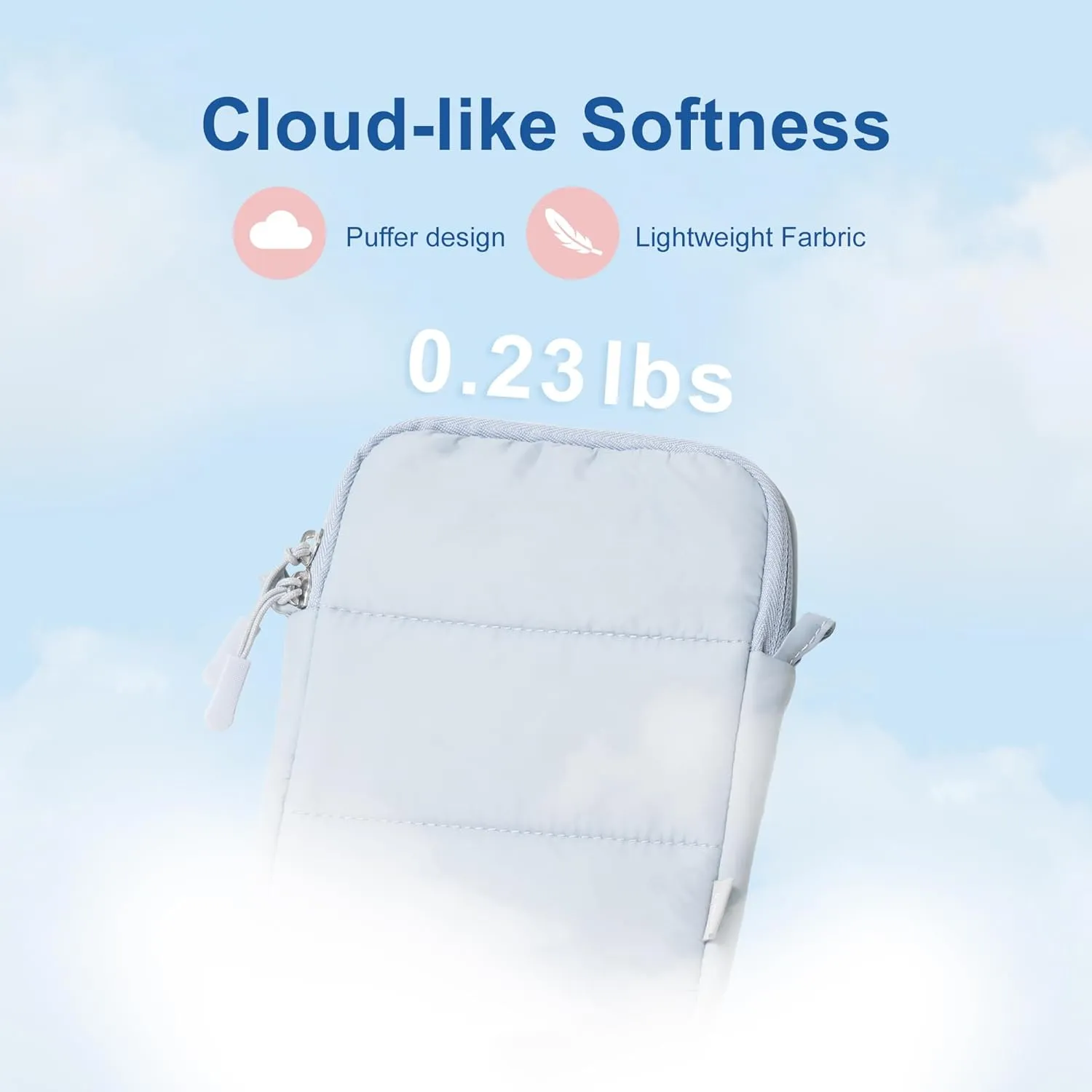 Puffy Cloud Portable Pouch, Small Crossbody Bag, Designer Cell Phone Wallet, Adjustable Strap, Lightweight Organizer.