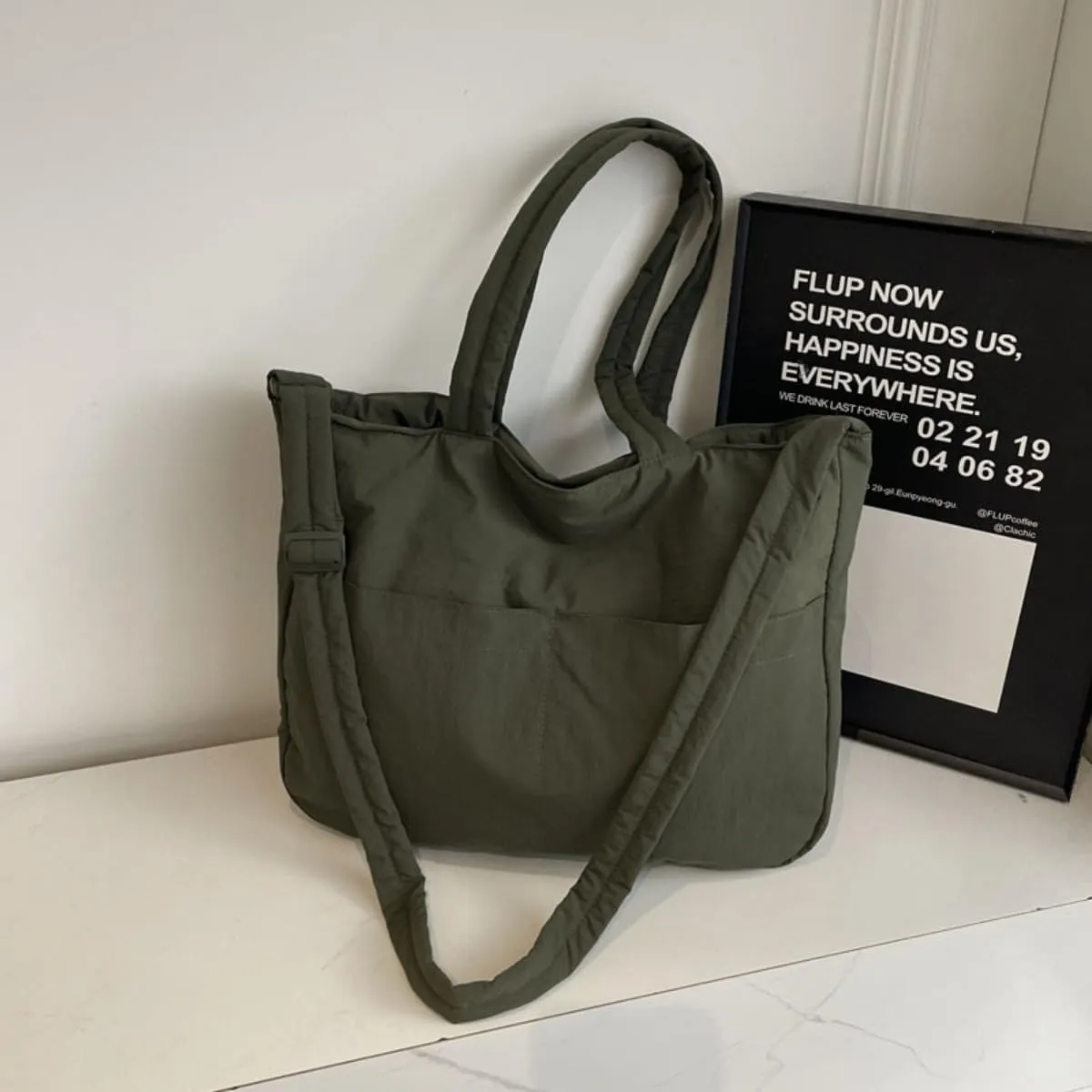 Puffy Tote Bag for Women with Zipper Large Lightweight Crossbody Handbag for Travel Gym Work