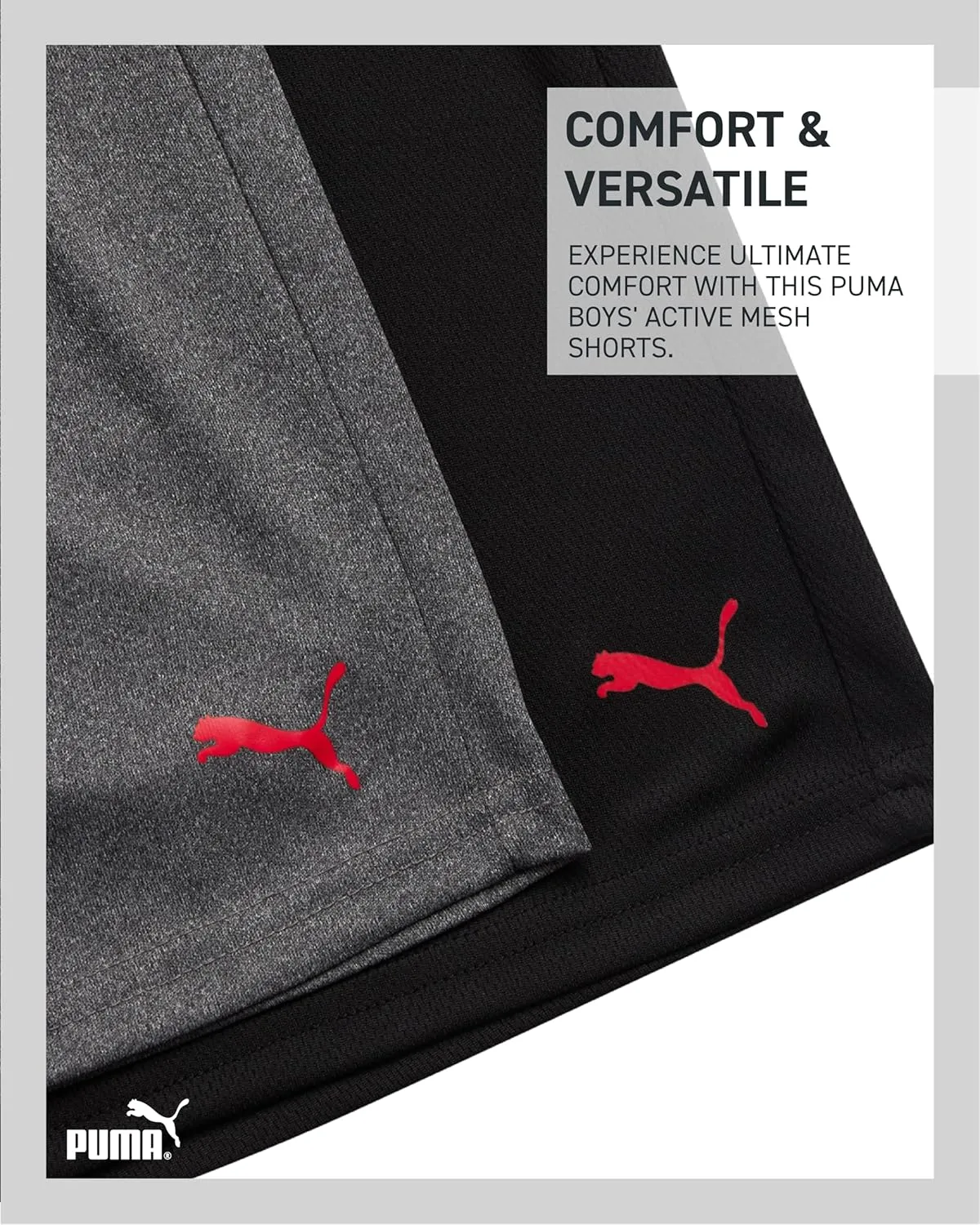 PUMA Boys Active Short Set - 3 Piece Short Sleeve Logo Graphic Tee and Poly Interlock Mesh Shorts for Boys (Sizes: 4-16)