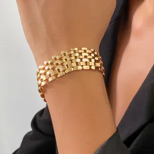 Punk Wide Chunky Lattice Bracelet