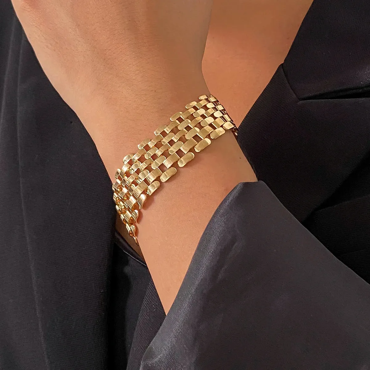 Punk Wide Chunky Lattice Bracelet