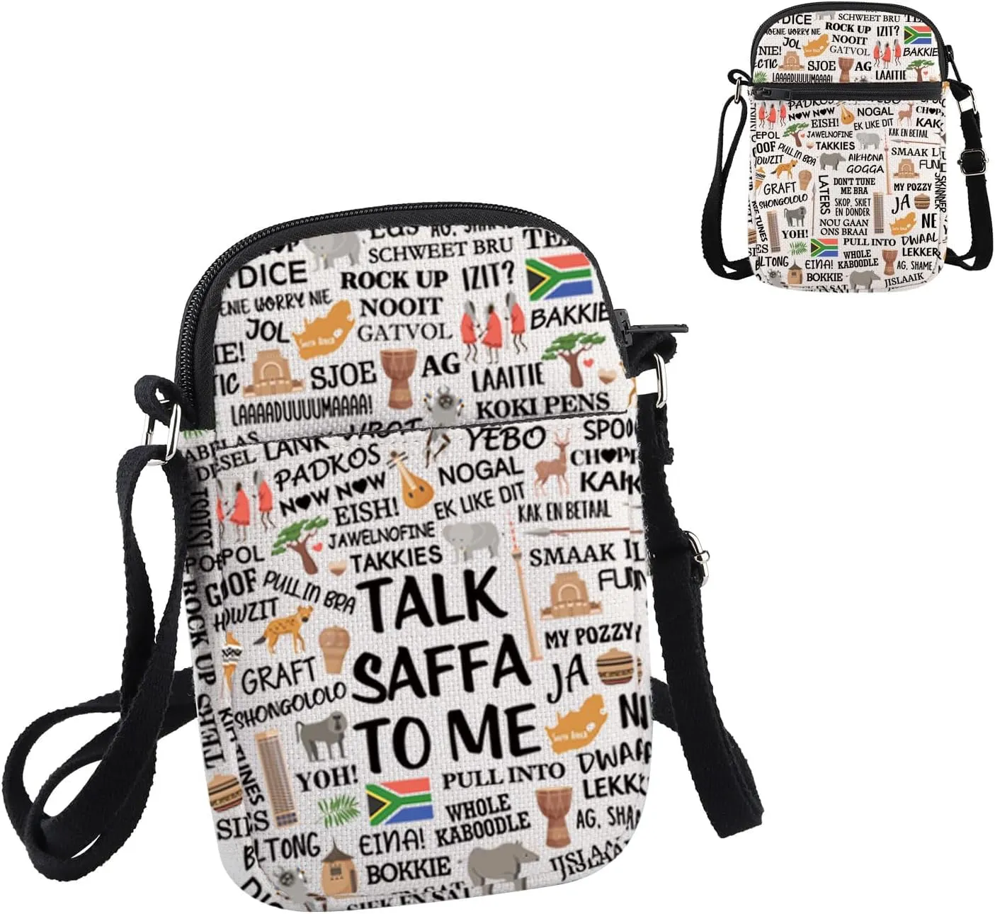 PWHAOO South African Gift Talk Saffa To Me Crossbody Bag South Africa Vacation Trip Travel Bag South African Roots Gift