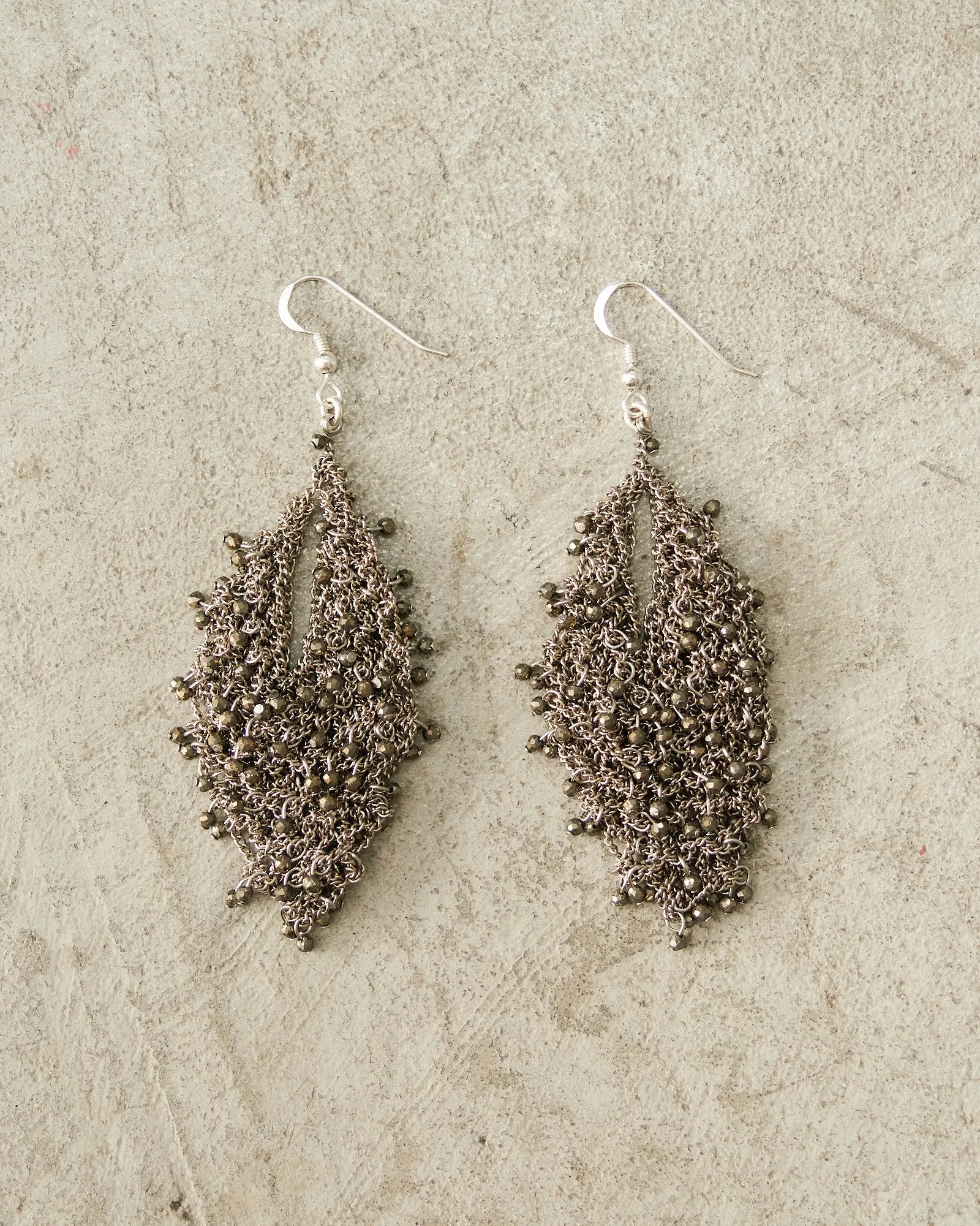 Pyrite Knitted Chain Earrings