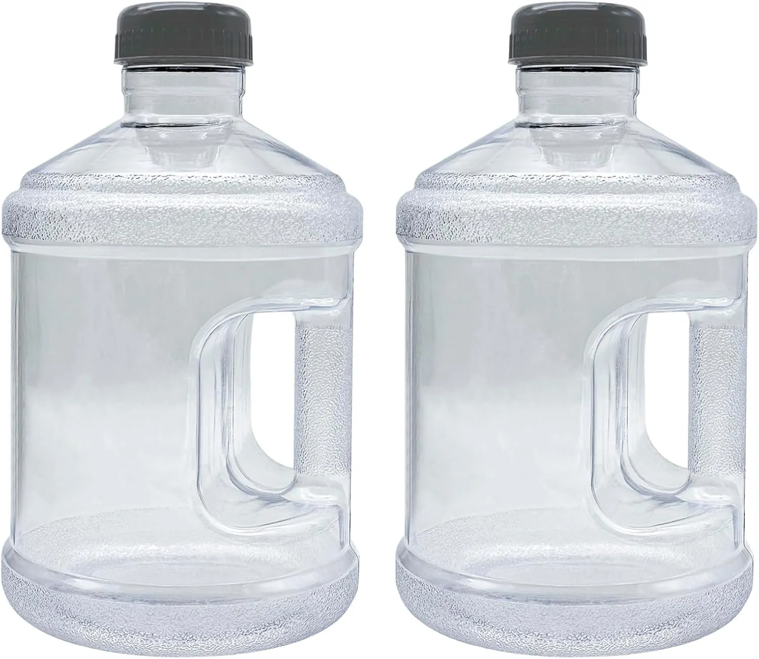 QISF 2 Pieces Water Bottle 1 Gallon Round Plastic Water Jug with Handle Screw Cap Reusable Leak Proof Bottle for Camping Outdoor Travel Caravans Gym Use