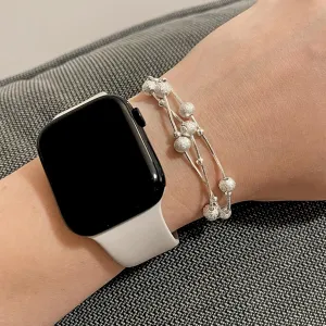 QueenBee 925 Sterling Silver Rice & Frosted Bead Bracelet – Trendy Pure Silver Jewelry – Holiday, Birthday, Christmas, Valentine’s Day, Mother’s Day Gift for Women