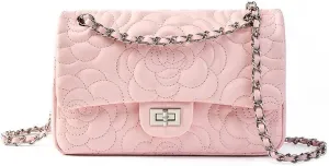 Quilted Crossbody Purse for Women Trendy Ladies Leather Shoulder Bag with Chain Designer Purses