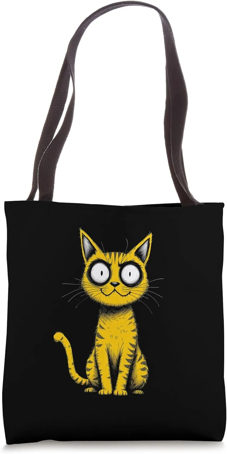 Quirky Hand-drawn Cat Tote Bag