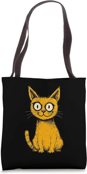 Quirky Hand-drawn Cat Tote Bag