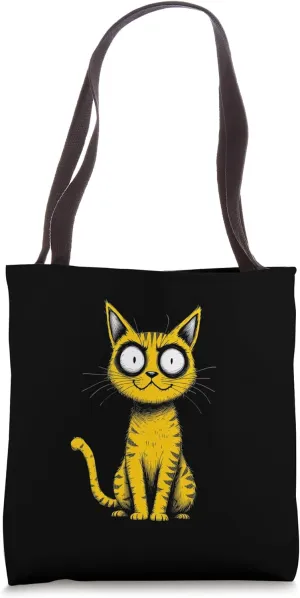 Quirky Hand-drawn Cat Tote Bag
