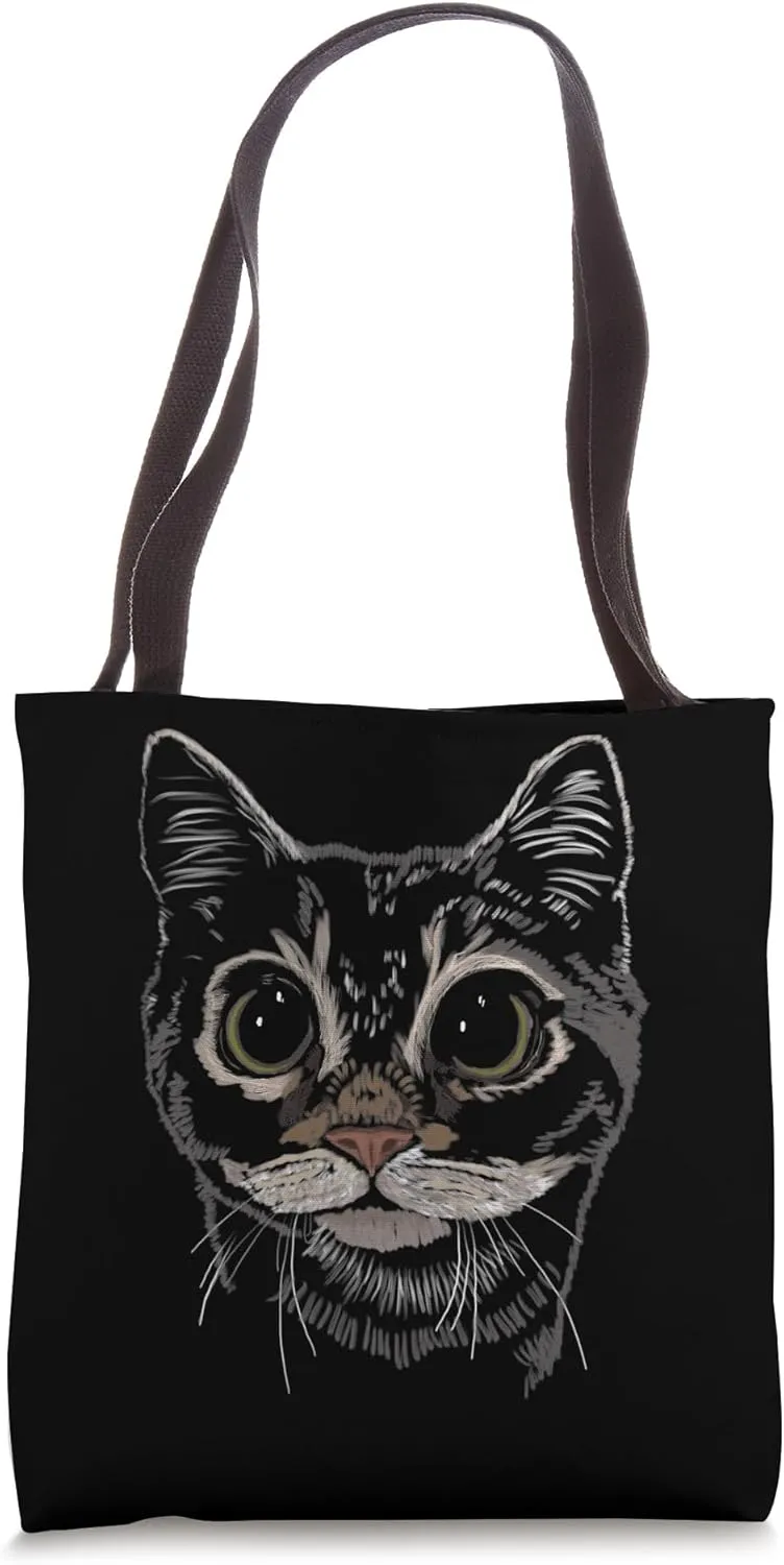 "Boba Eyes Cat" Jamie's Hand-Drawn Cat Collection Tote Bag
