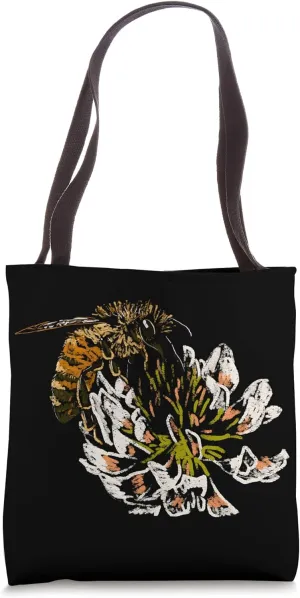 "Honey Bee on a Clover" Jamie's Hand-Drawn Bee Collection Tote Bag