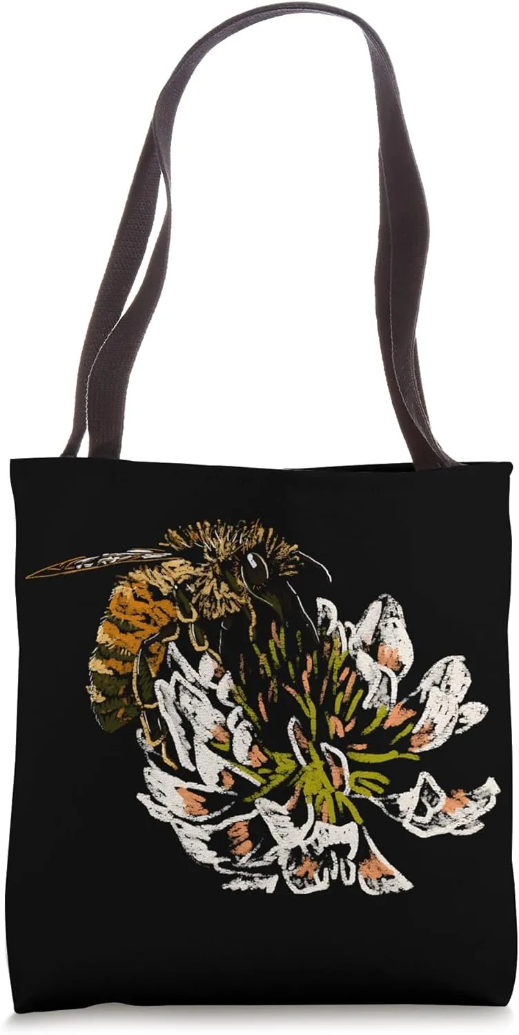 "Honey Bee on a Clover" Jamie's Hand-Drawn Bee Collection Tote Bag