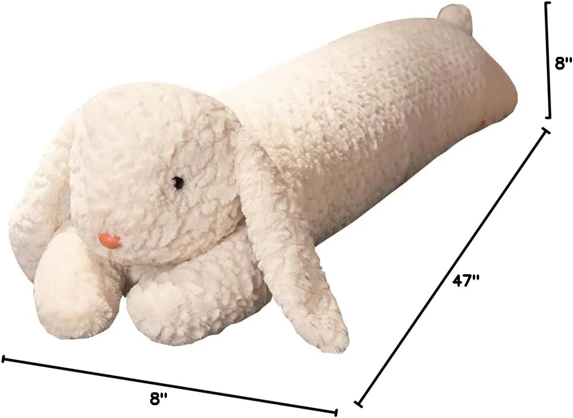 Rabbit Plush Pillow - 47 inch Rabbit Stuffed Animal - Birthday Christmas Valentine's Day Gift for Kids Boys Girls (White)