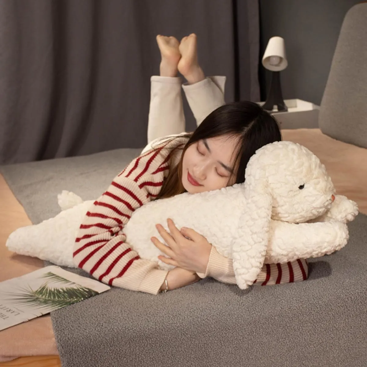 Rabbit Plush Pillow - 47 inch Rabbit Stuffed Animal - Birthday Christmas Valentine's Day Gift for Kids Boys Girls (White)
