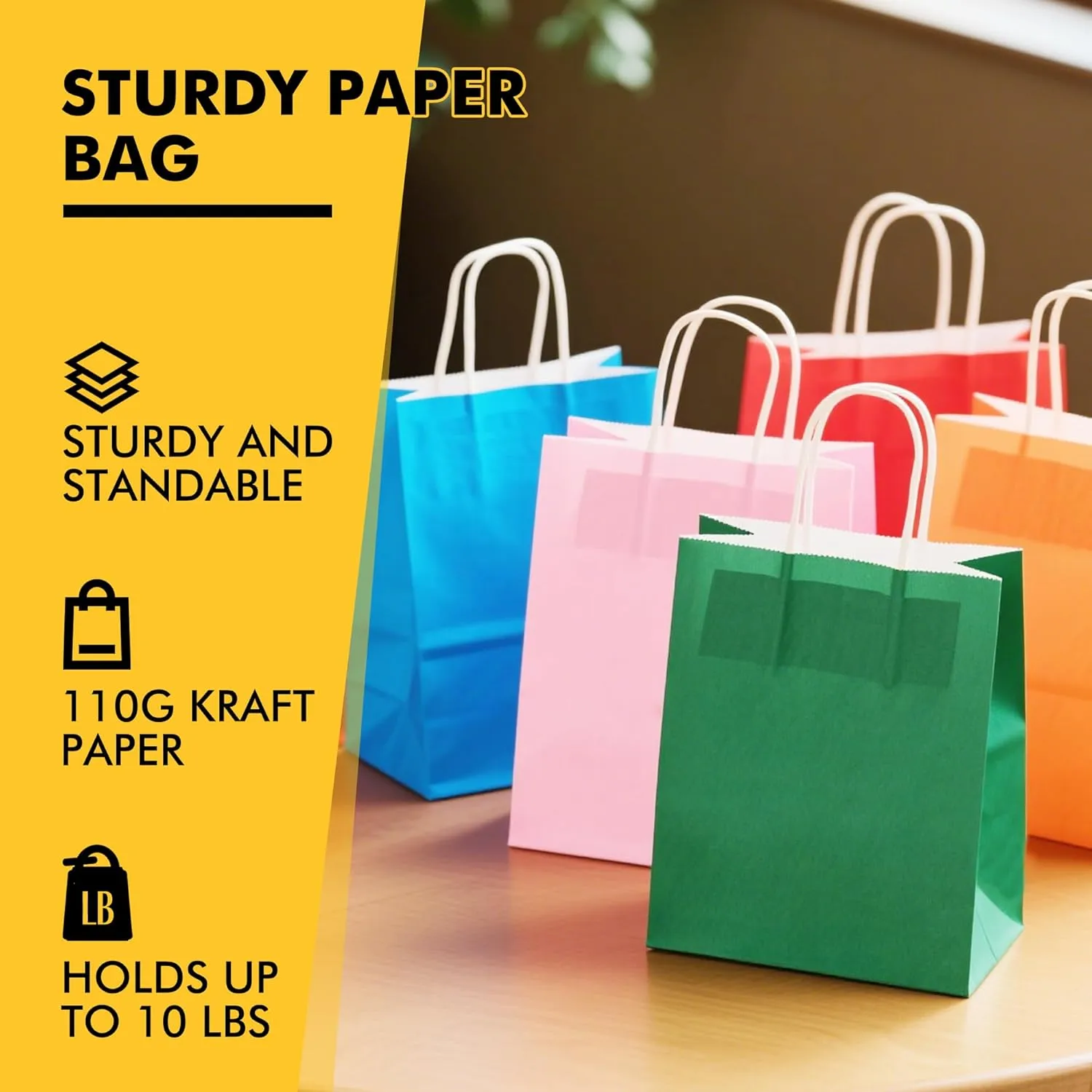 RACETOP 32 Pack Small Paper Gift Bags with Handles, 5.8"×3.2"×8.25" Kraft Paper Party Favor Bags Bulk for Kids Birthday, Baby Shower, Crafts, Wedding, Party Supplies (8 Colors)