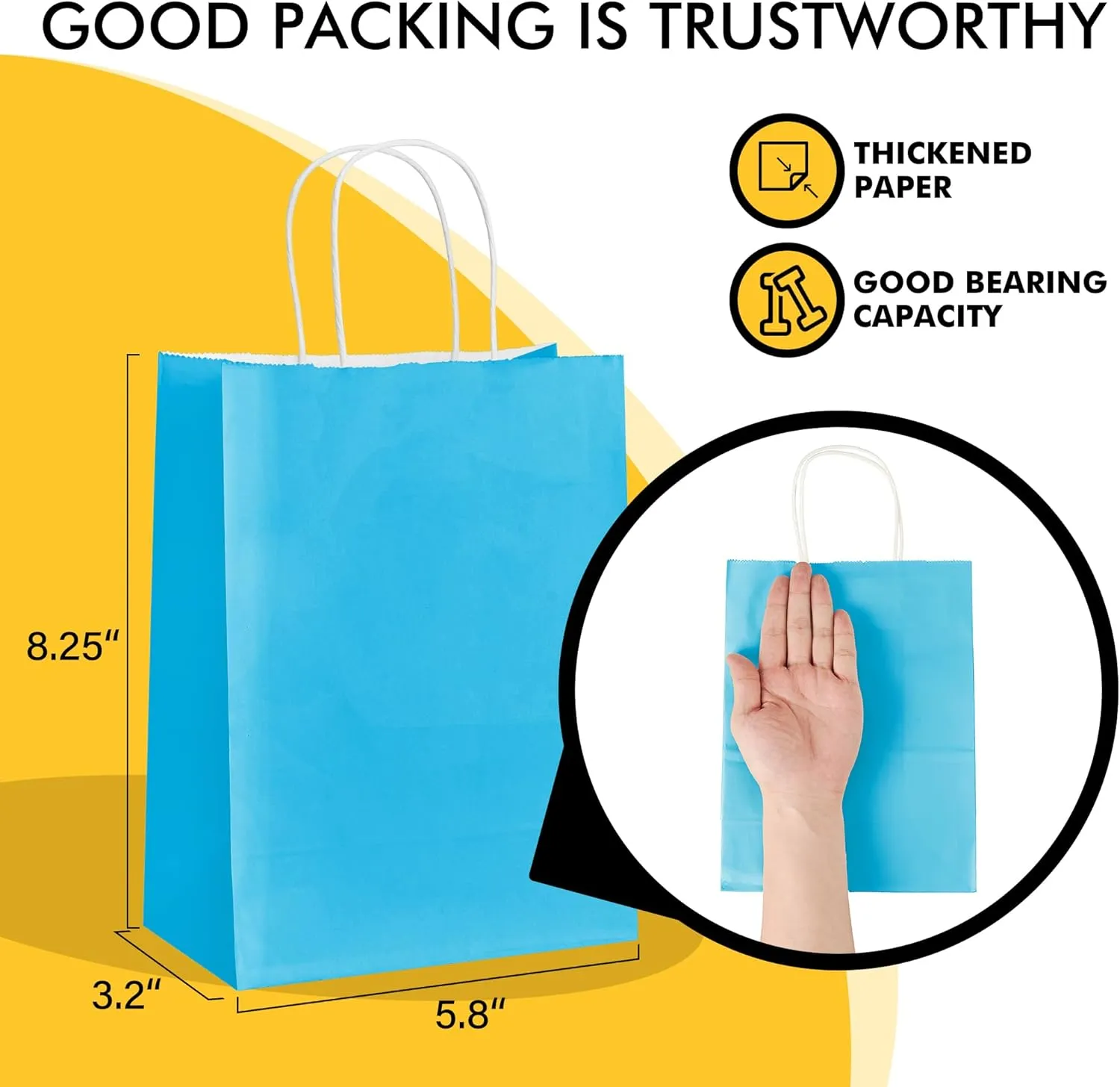RACETOP 32 Pack Small Paper Gift Bags with Handles, 5.8"×3.2"×8.25" Kraft Paper Party Favor Bags Bulk for Kids Birthday, Baby Shower, Crafts, Wedding, Party Supplies (8 Colors)