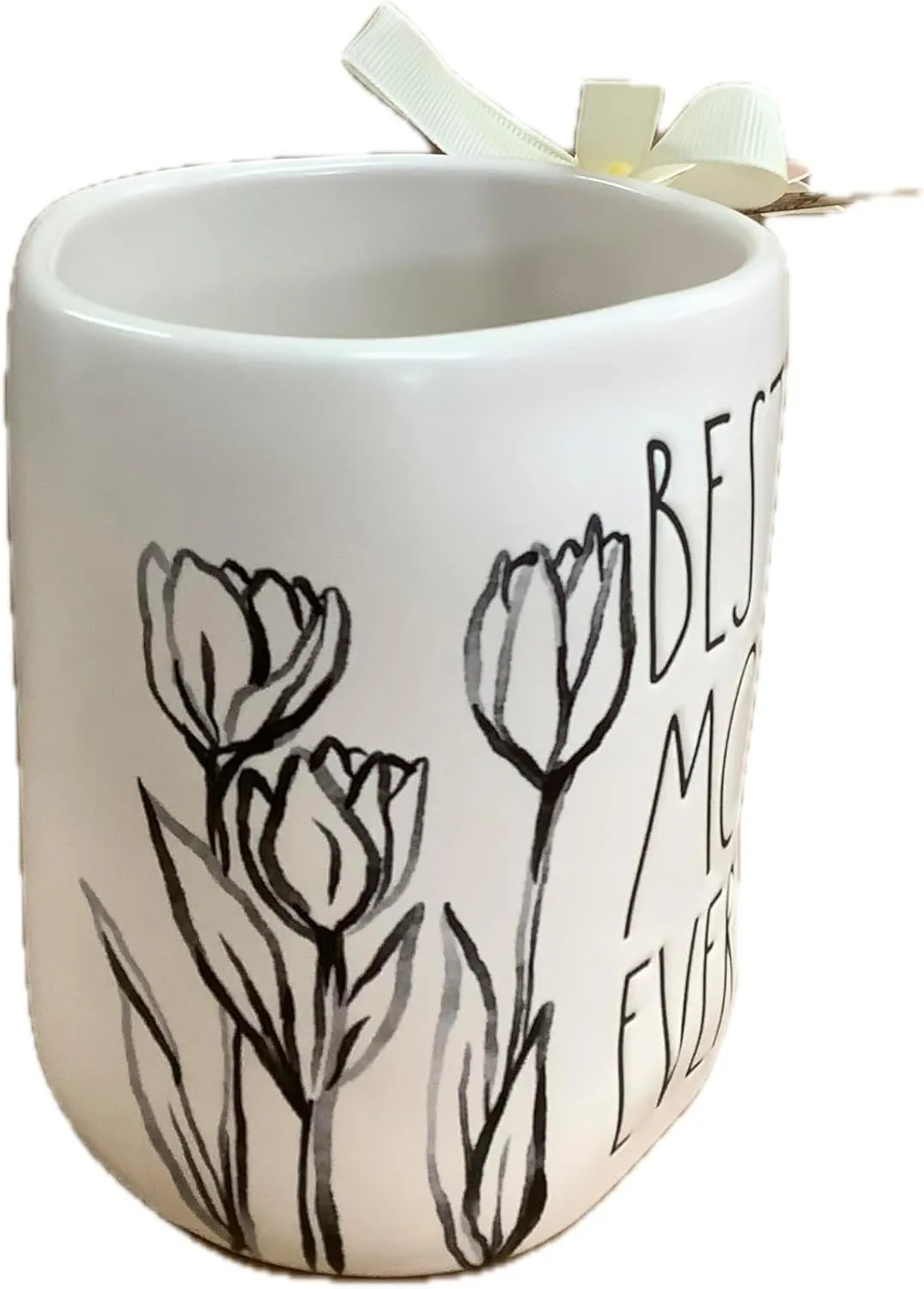 Rae Dunn by Magenta Mother's Day Coffee Mug, Best Mom Ever (Tulips)