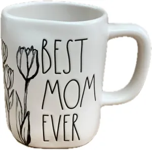Rae Dunn by Magenta Mother's Day Coffee Mug, Best Mom Ever (Tulips)