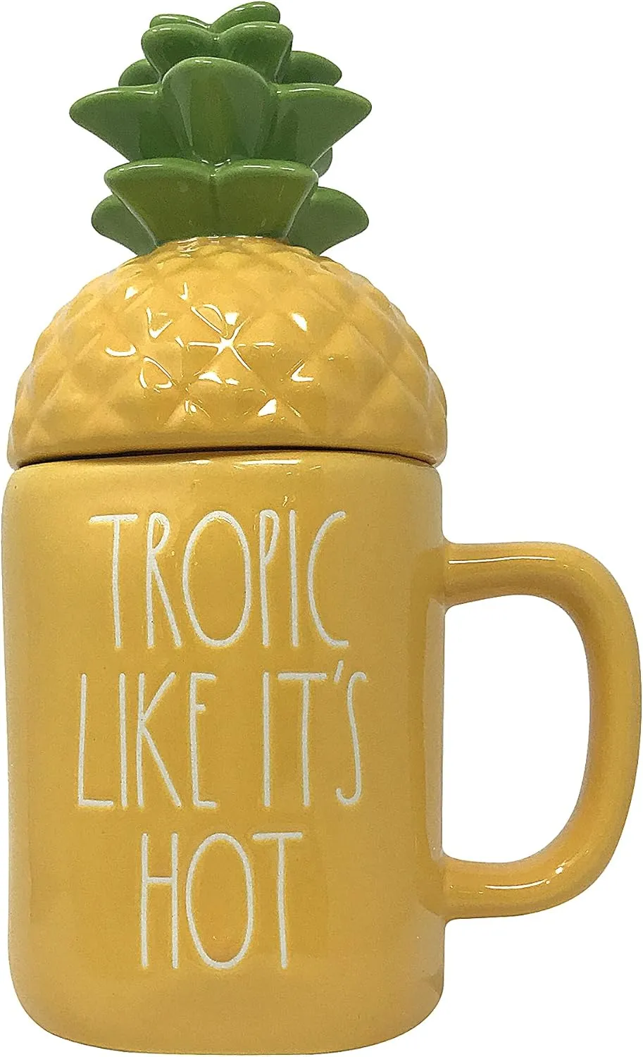 Rae Dunn Coffee Mugs with Decorative ceramic Lids (Tropic Like Its Hot)
