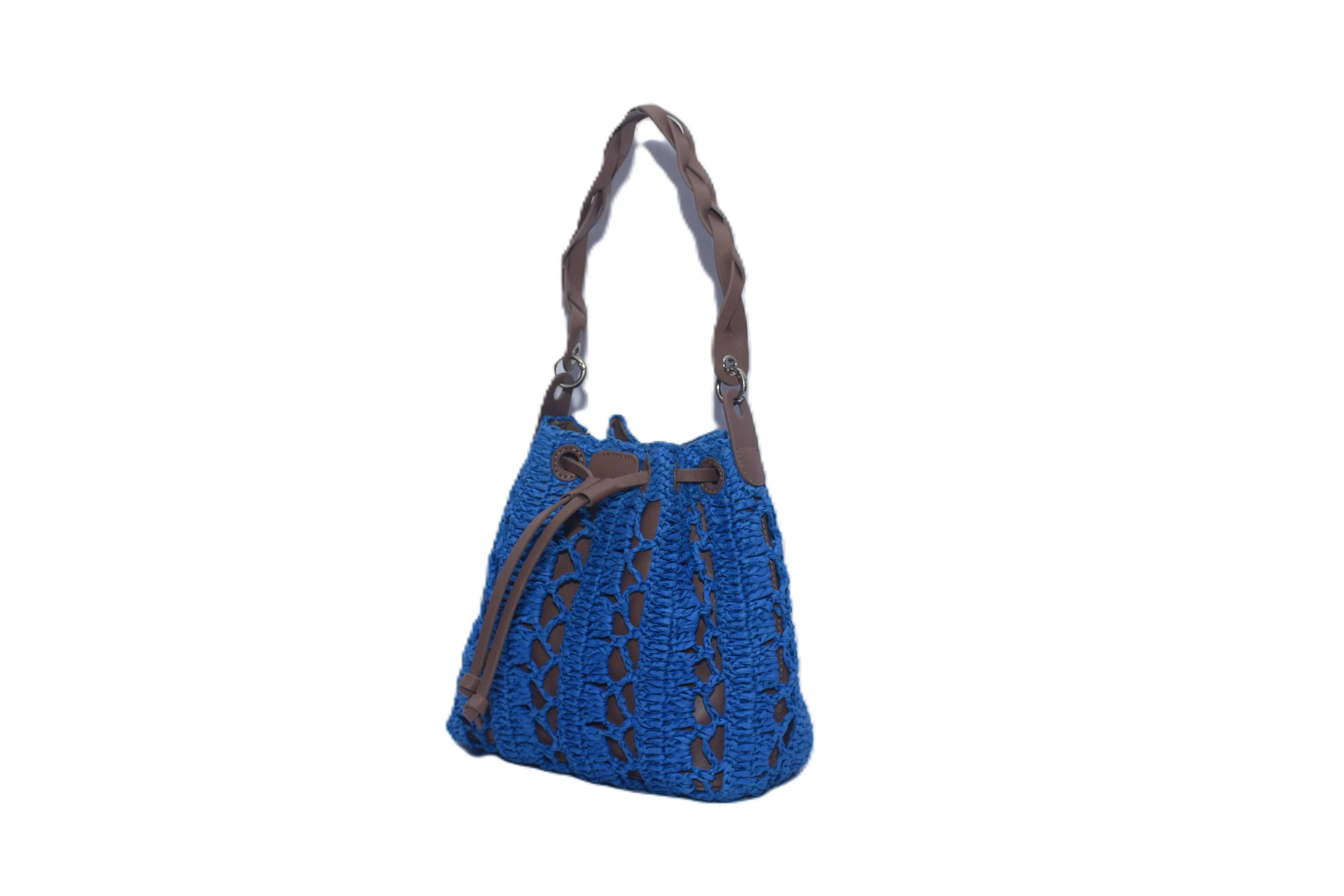 Raffia Cinch Crossbody with Leather