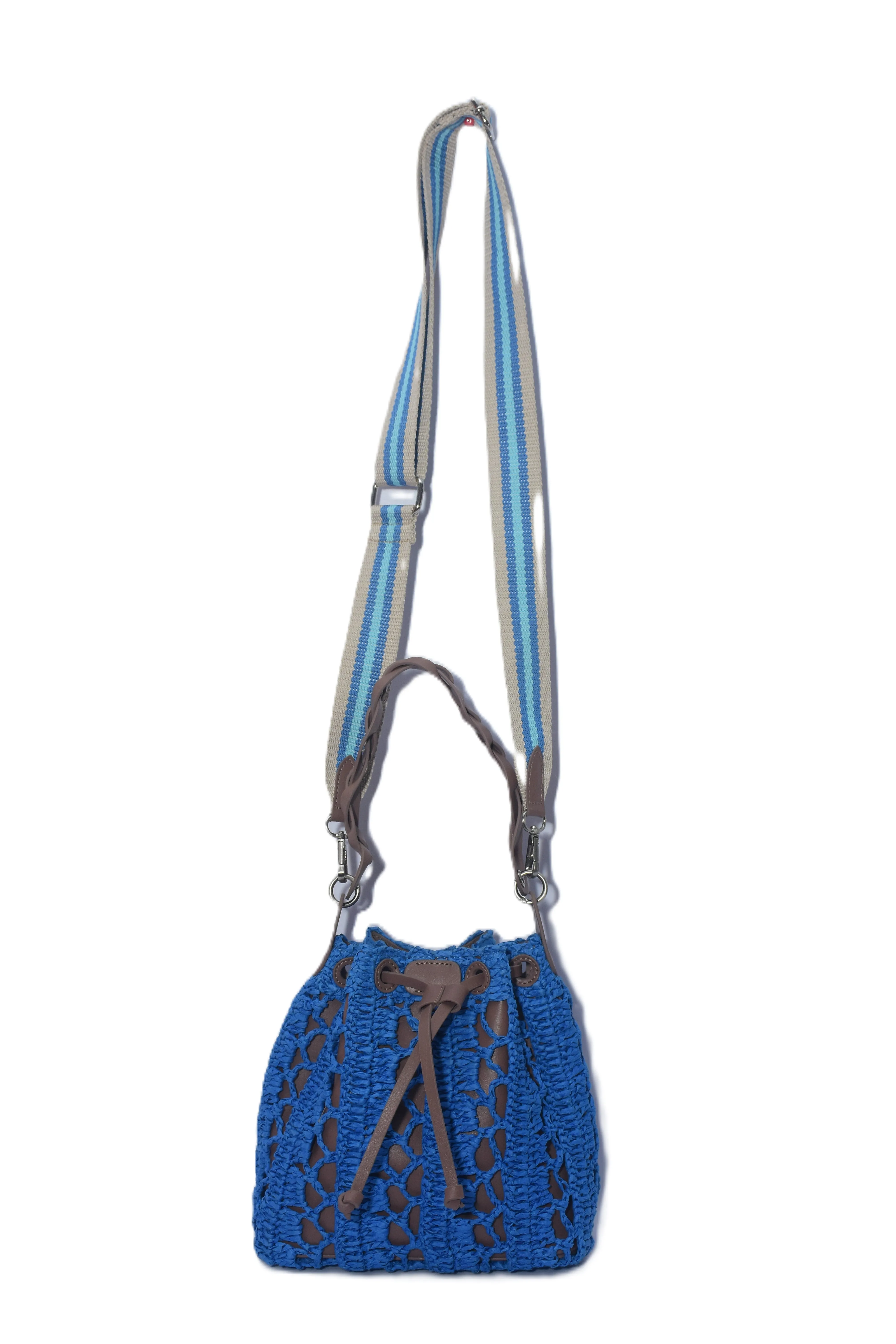 Raffia Cinch Crossbody with Leather