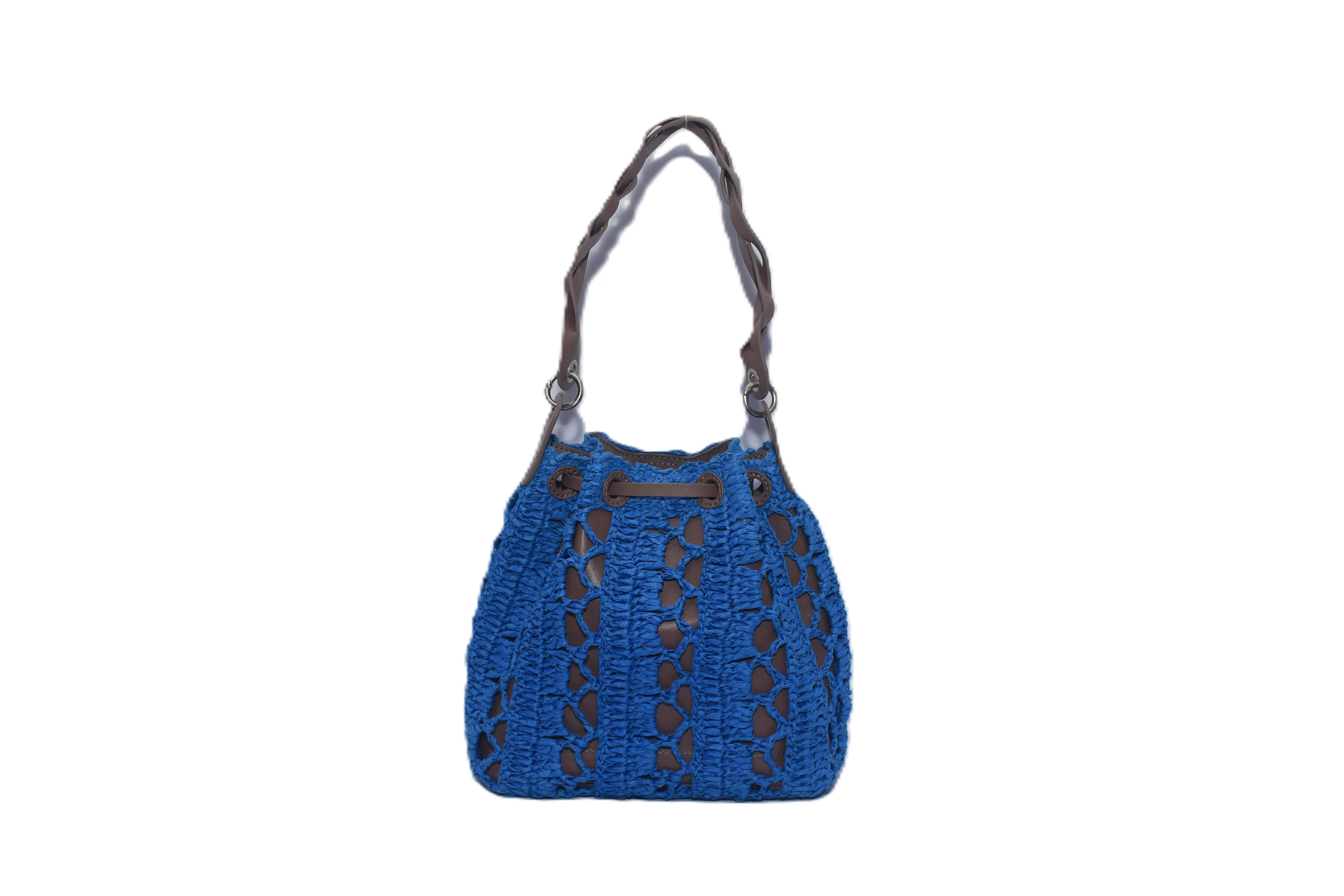 Raffia Cinch Crossbody with Leather
