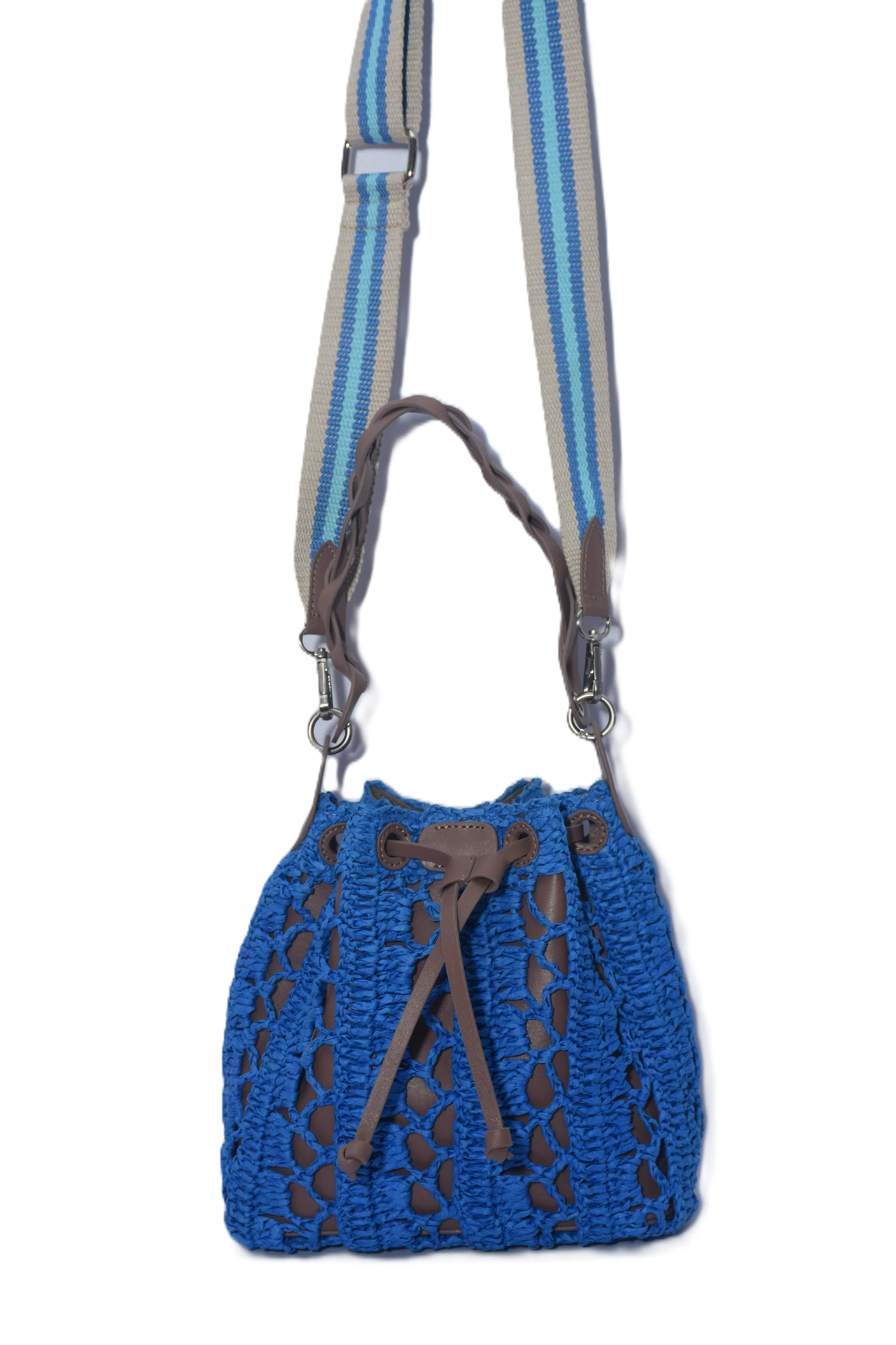 Raffia Cinch Crossbody with Leather