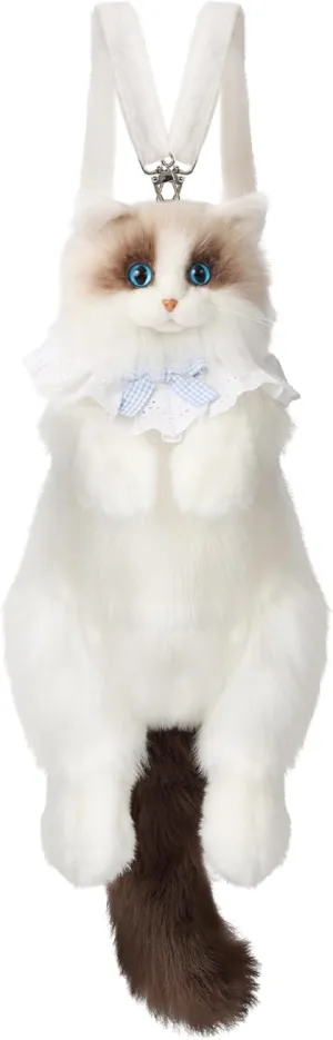 Ragdoll Cat Daypack for Women - Carry Over Shoulder, on One shoulder or Crossbody with Adjustable Straps - Blue Lattice