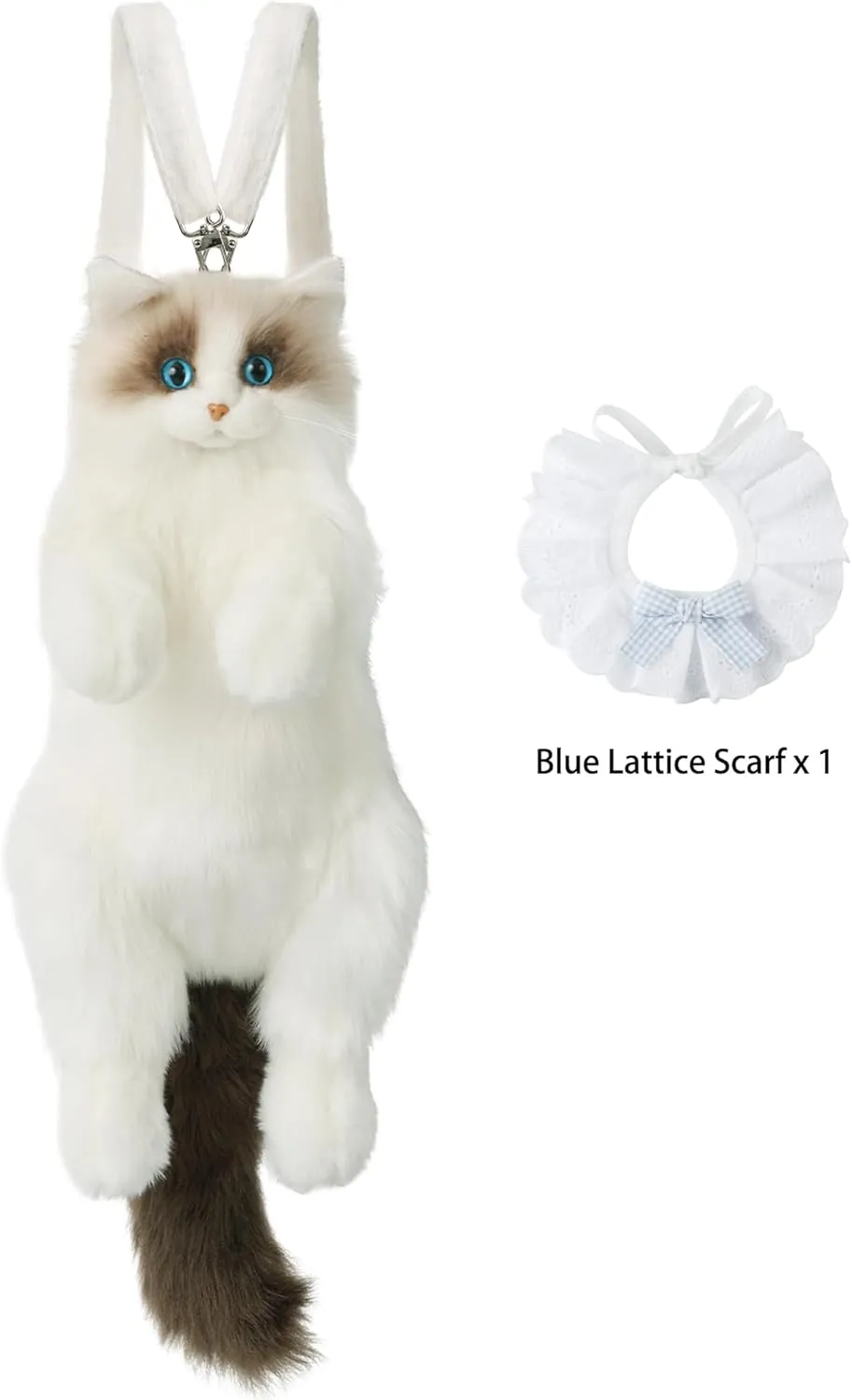 Ragdoll Cat Daypack for Women - Carry Over Shoulder, on One shoulder or Crossbody with Adjustable Straps - Blue Lattice