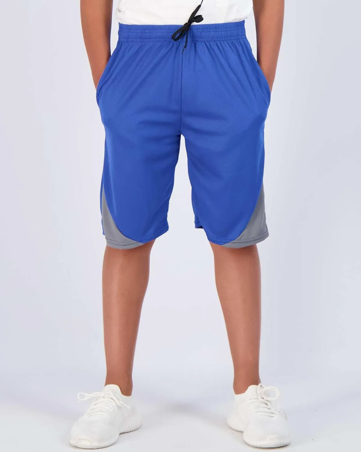 Real Essentials Boys' 5-Pack Mesh Active Athletic Performance Basketball Shorts with Pockets