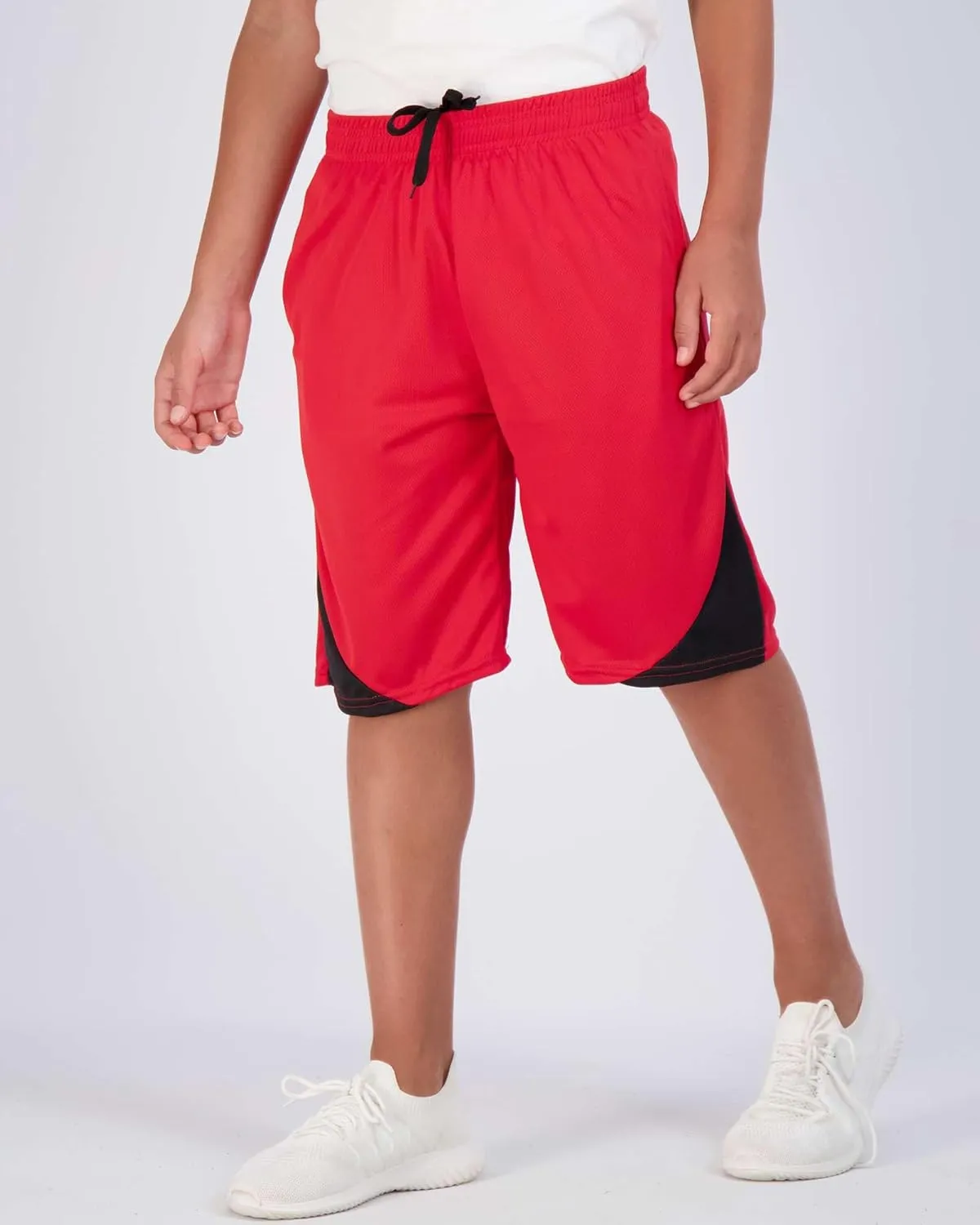 Real Essentials Boys' 5-Pack Mesh Active Athletic Performance Basketball Shorts with Pockets