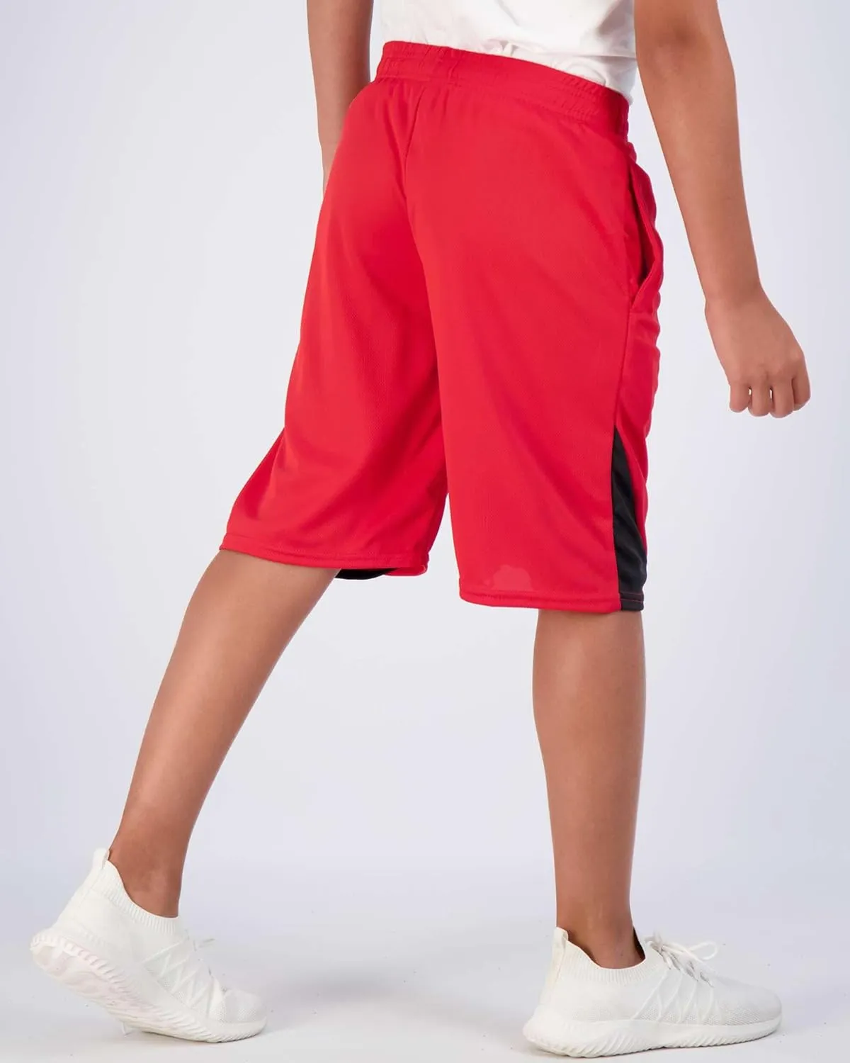 Real Essentials Boys' 5-Pack Mesh Active Athletic Performance Basketball Shorts with Pockets