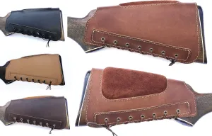 Real Leather Buttstock Holder Cover Suede Padded Cheek Rest - Long Range Shooting