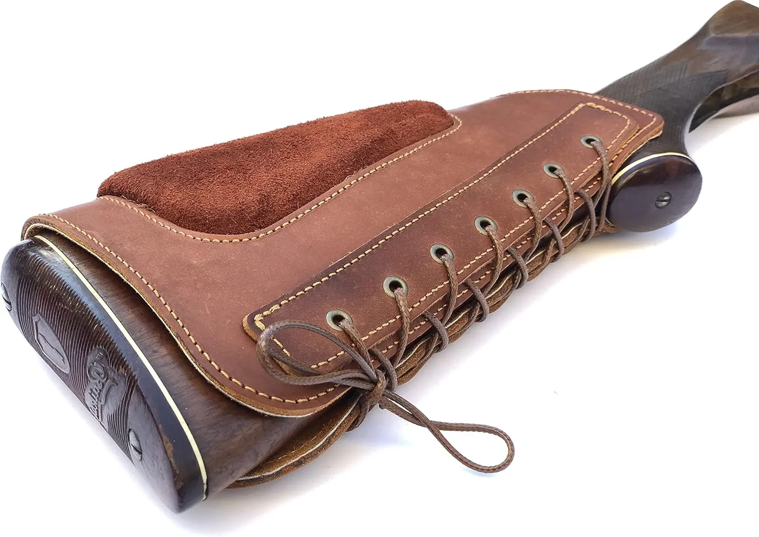 Real Leather Buttstock Holder Cover Suede Padded Cheek Rest - Long Range Shooting