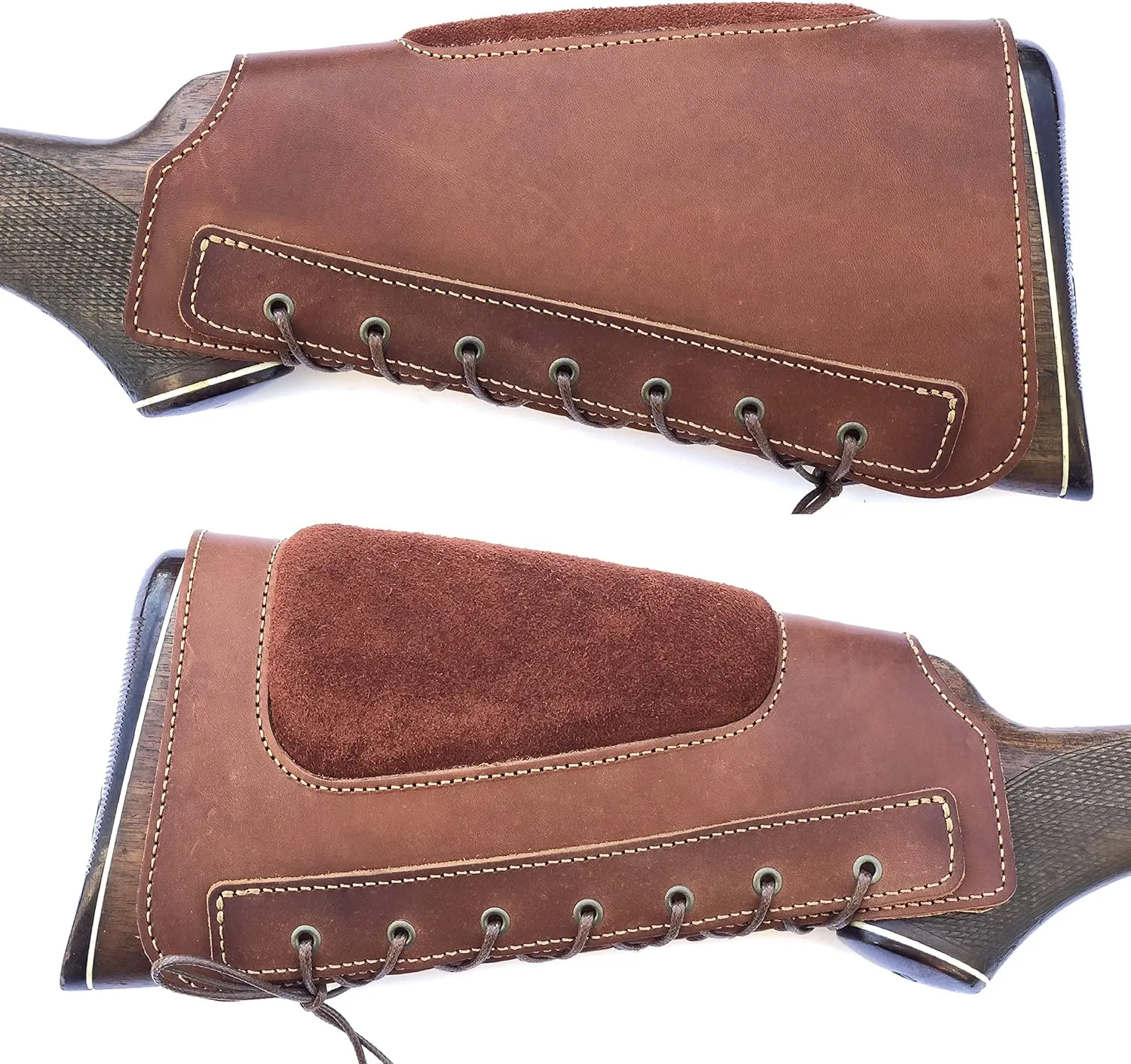 Real Leather Buttstock Holder Cover Suede Padded Cheek Rest - Long Range Shooting