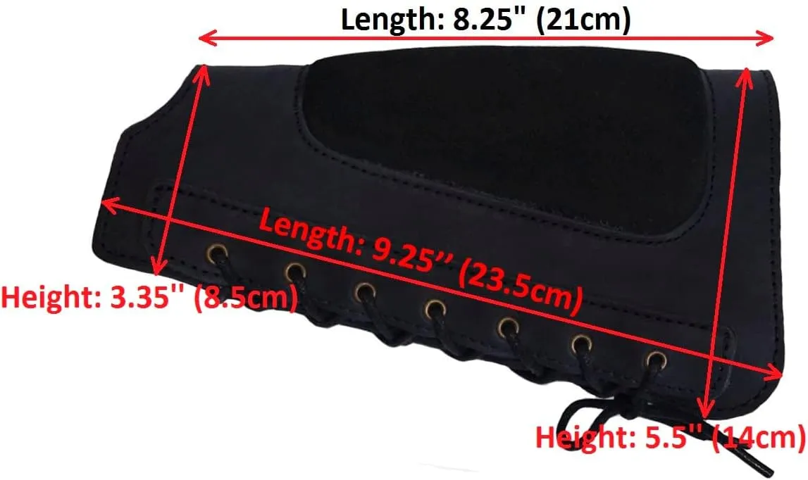 Real Leather Buttstock Holder Cover Suede Padded Cheek Rest - Long Range Shooting
