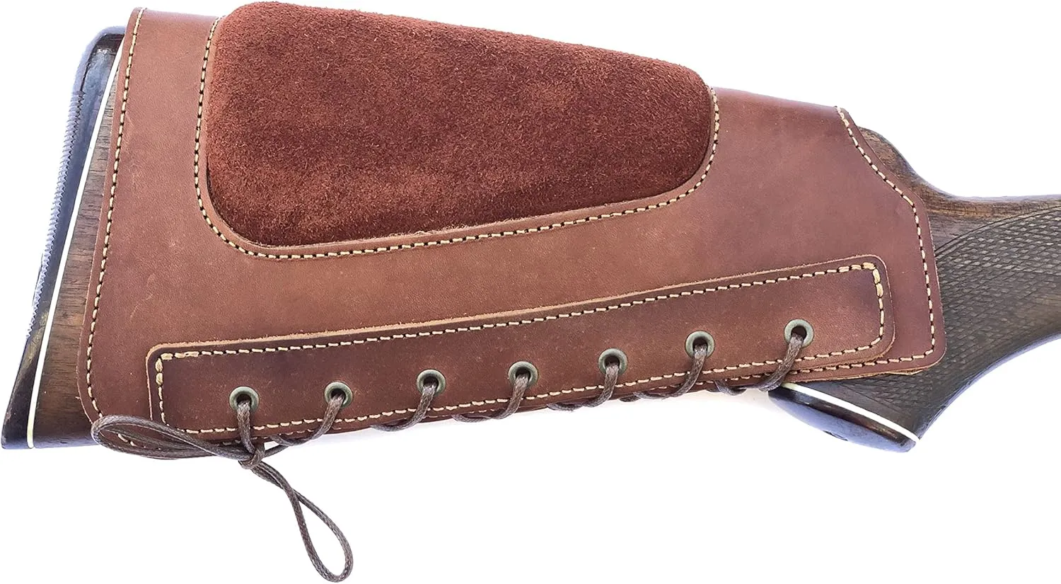 Real Leather Buttstock Holder Cover Suede Padded Cheek Rest - Long Range Shooting