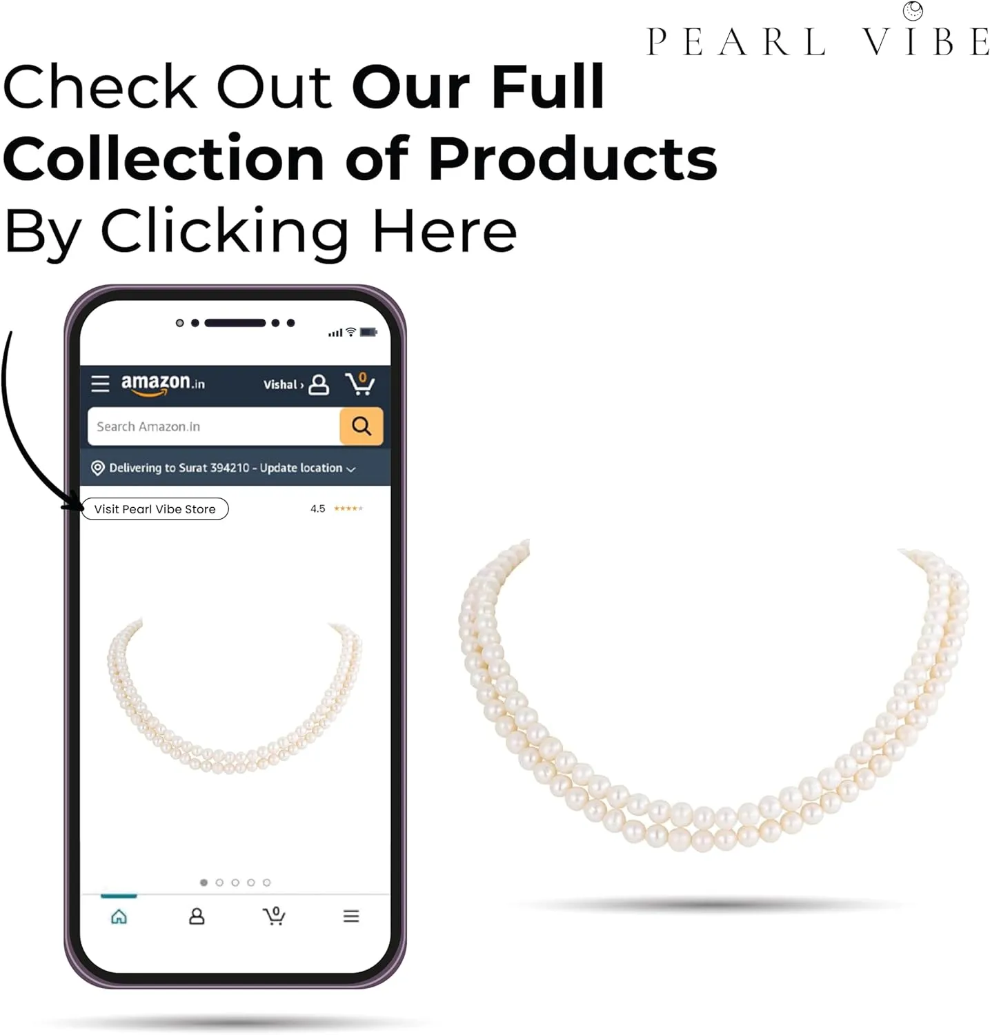 Real Pearl Necklace AAA  Quality White Freshwater Pearls Necklace for Women | 6.5-7mm Round White Pearls with 925 Sterling Silver Clasp - Pearl Gifts for Anniversary