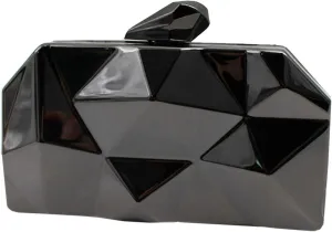 Reberomantic Women Lattice Pattern Metal Handbag Chain Geometric Evening Clutch Purse