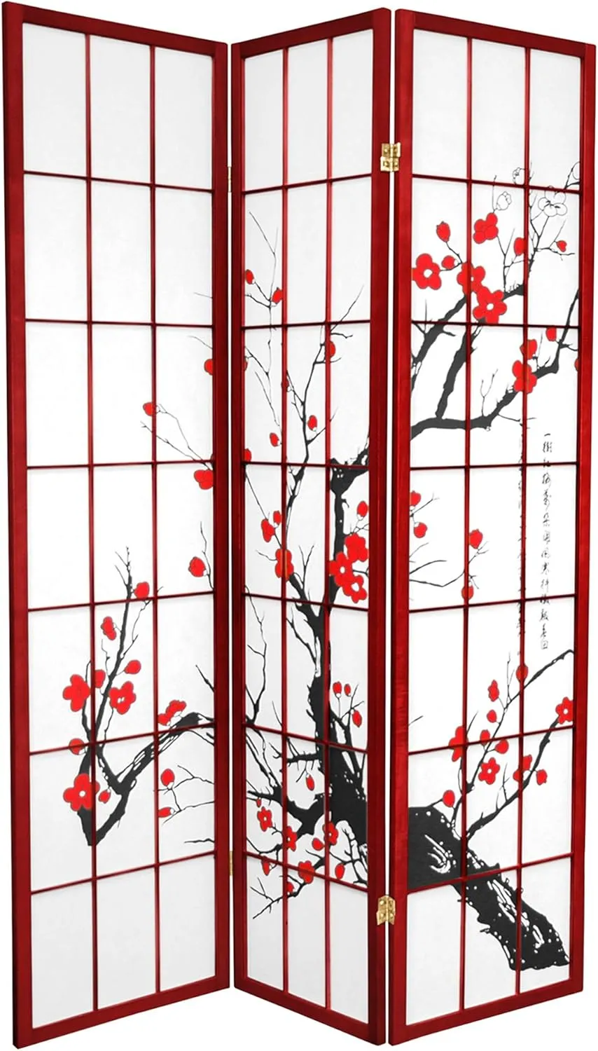 Red Lantern SS-BLOSSOM-Rosewood-3P Room Divider, 3 Panel, Rosewood
