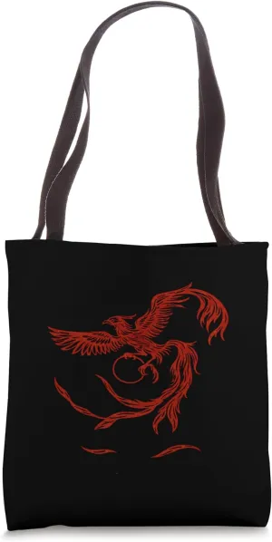 Red Phoenix in Flight with Mythical Style Graphic Tees Tote Bag